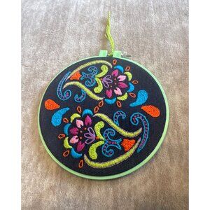 Bohemian Paisley Bucilla Embroidered Art Completed